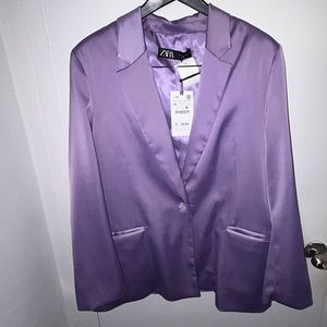 Zara lavender satin blazer nwt xl